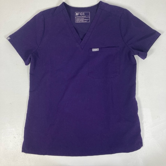 Figs Tops - FIGS Catarina Scrub Top Amethyst Short Sleeve V Neck Size S Uniform Hospital